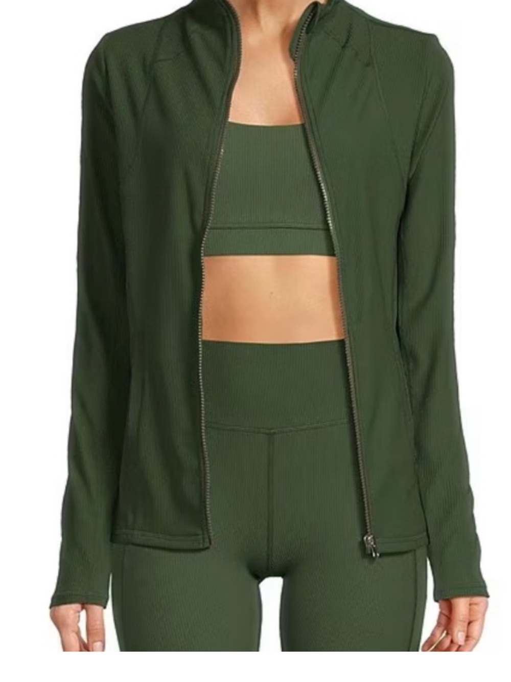 Dark Forest Olive Green Athletic Zip Jacket Full Zipper Kinesis Size Medium